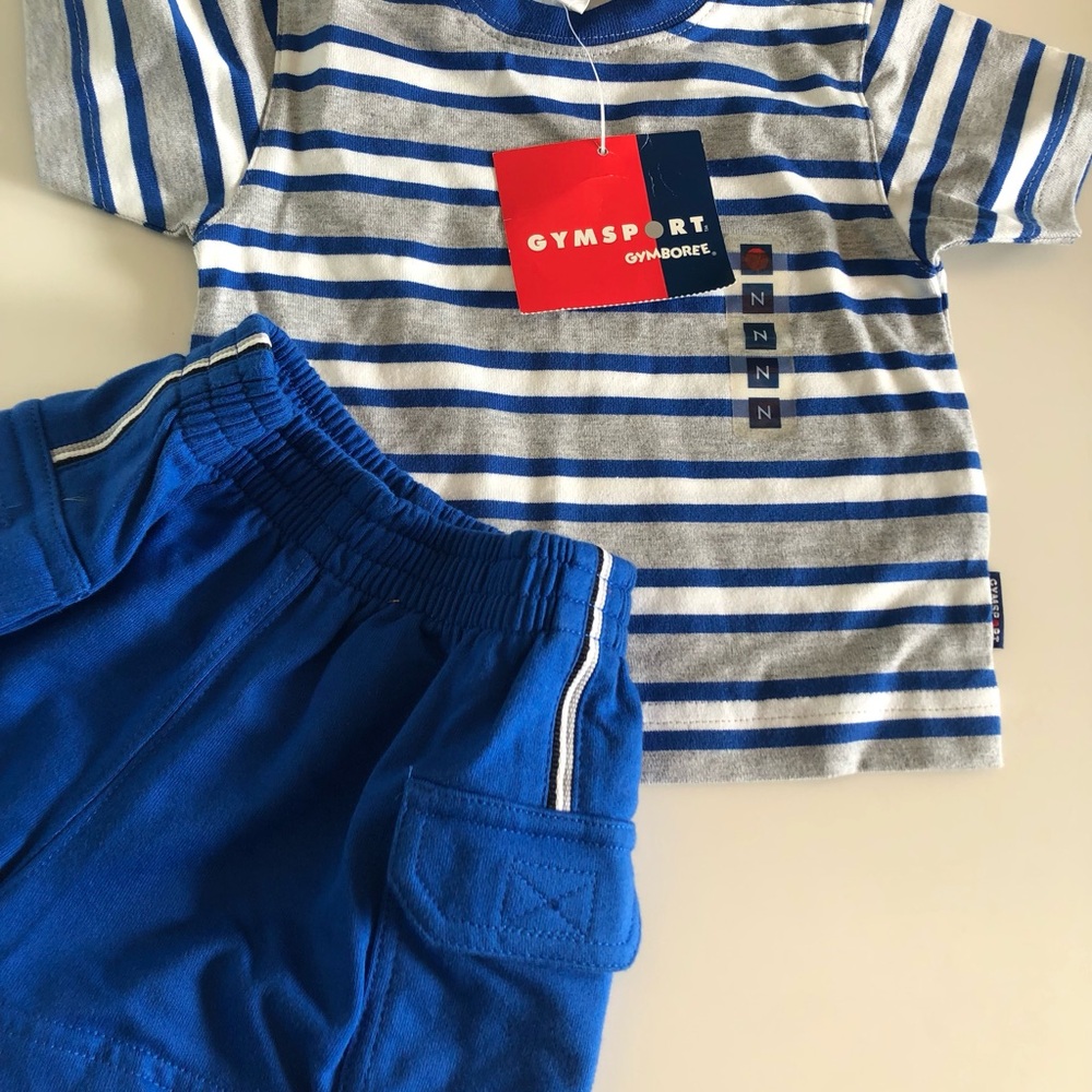 Vintage Gymboree ‘98 Boy’s 3-6 Months Newborn 2 Pc SURF CAMP Blue Shirt Shorts